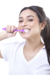 celina brushing teeth